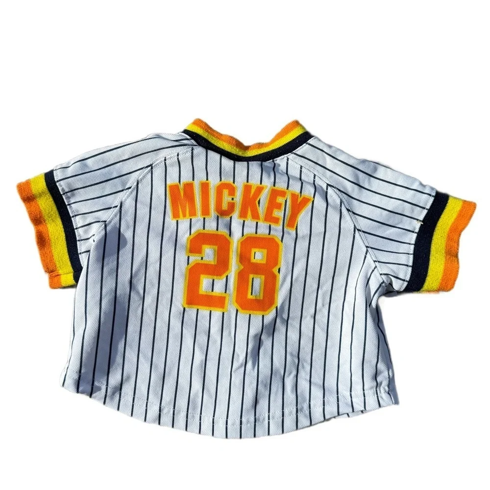 Disney Kids Striped Baseball Shirt - White and Yellow Mickey Mouse